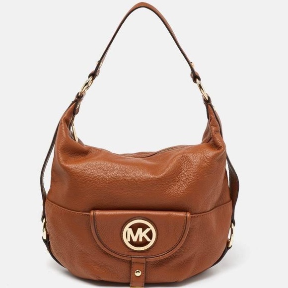 MICHAEL KHORS FULTON LARGE HOBO BROWN/TERRACOTA LEATHER SHOULDER BAG - Picture 4 of 16